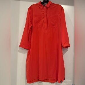Title Nine Women's Wren Utility Shirt Dress Orange Red Sz L Long Sleeve